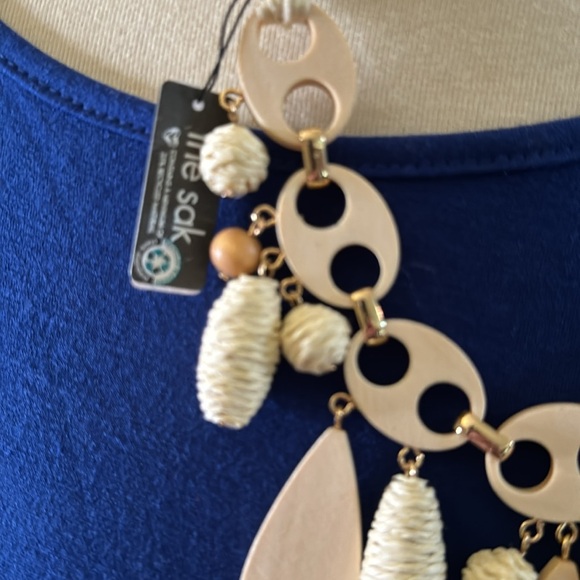 The Sak Cream Colred Wooden Bead and String Slider Necklace. - Picture 2 of 7